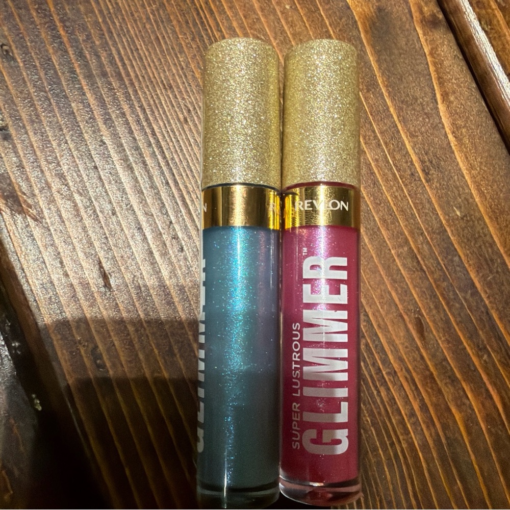 Revlon Glimmer Lip Gloss Duo Pink 008 rose glow and blue 010 indigo ice - Picture 3 of 3